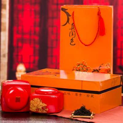 武夷山桐木关野生桂圆香正山小种红茶春茶精美礼盒包装送礼茶300g