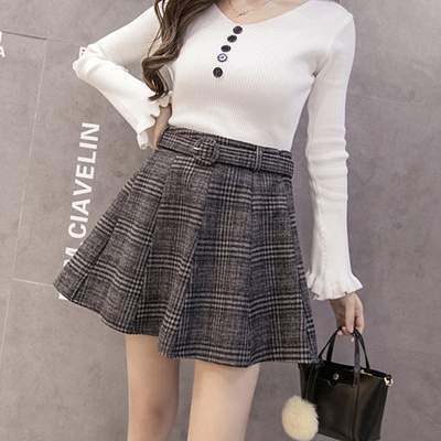 2019新款毛呢格子半身裙秋冬短裙韩版jrs低调看高清直播_jrs直播低调看_nba直播吧极速体育显瘦a字裙百褶裙子春装
