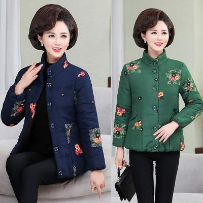 百搭立领中老年妈妈装棉衣 中年妈妈装2019冬季新款时尚棉衣中老年女装轻薄款百搭立领小棉袄