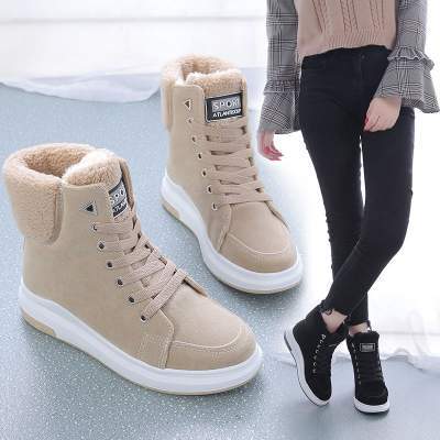 雪地靴女2019新款冬季棉鞋加绒加厚底学生保暖马丁靴ins中筒短靴