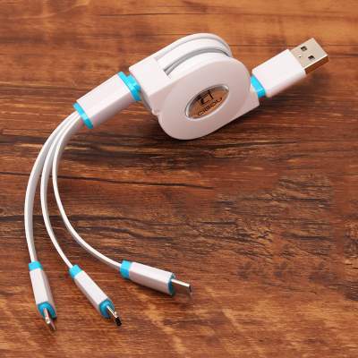 【三合一伸缩版】苹果安卓多头通用数据线 可定制logo一拖三数据线三合一手机充电线多功能快充伸缩苹果多头车用万能通用车载华为type-c安卓小礼品定制