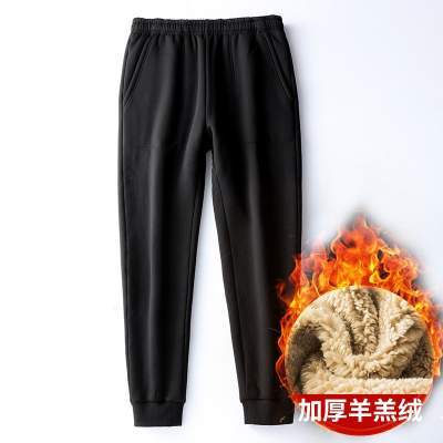 优质羊羔绒加绒加厚运动裤卫裤京东配送 