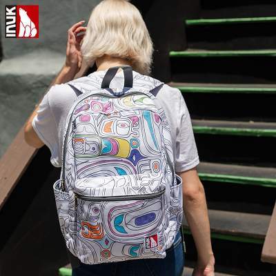 Inuk旗舰店双肩包女背包新款百搭时尚潮流学生旅行大容量涂鸦书包