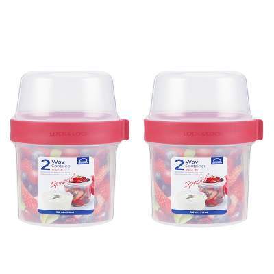 乐扣乐扣保鲜盒小双层塑料酸奶零食分隔 乐扣乐扣保鲜盒小双层塑料酸奶零食分隔套装储物密封罐饭盒水果盒