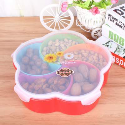 【时尚创意】玛萱尼创意北欧糖果盒 干果盘盒创意北欧分格带盖过年客厅塑料家用干果瓜子盒坚果糖果盒