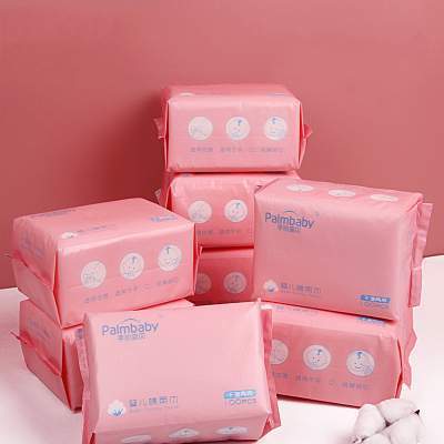 干湿两用婴儿棉柔巾100抽*8包 手心宝贝婴儿棉柔巾干湿两用巾新生幼儿宝宝手口干湿纸巾100抽8包