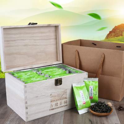 日照绿茶高档送礼木盒装高山绿茶茶叶 【方飞】绿茶春茶新茶叶日照高山木盒礼袋装云雾茶浓香型5