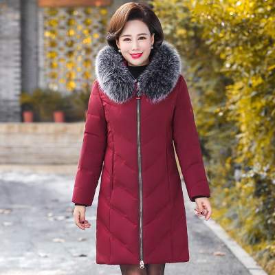 中老年女装冬装妈妈羽绒服中长款外套 中老年女装冬装2019新款妈妈羽绒服中长款洋气阔太太中年外套加厚