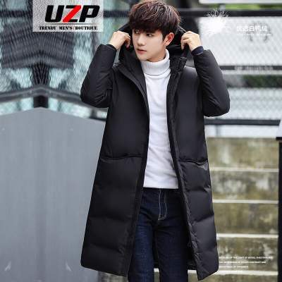 男士中长款连帽羽绒服