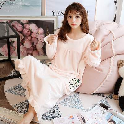 【珊瑚绒加绒加厚保暖睡衣】