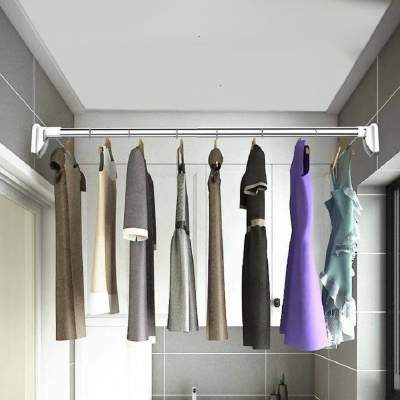 不锈钢伸缩杆浴帘杆晾衣杆免打孔 不锈钢伸缩杆浴帘杆晾衣杆免打孔衣柜晾衣架浴室窗帘杆子撑杆卧室