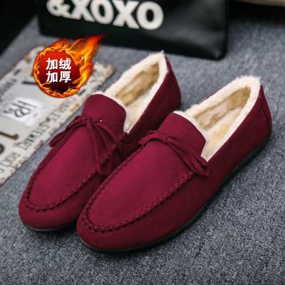 男一脚蹬豆豆鞋保暖鞋加厚加绒 2019冬季男一脚蹬豆豆鞋保暖鞋加厚加绒老北京学生布鞋懒人面包鞋