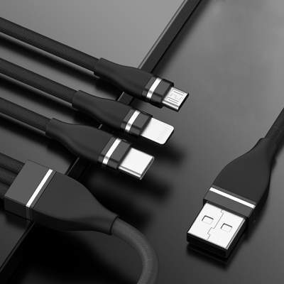 苹果安卓快充三合一数据线 AP三合一数据线一拖三快充tapy苹果typc安卓type-C车载vivo小米8华为iphone7加长6splus通用带头手机充电线