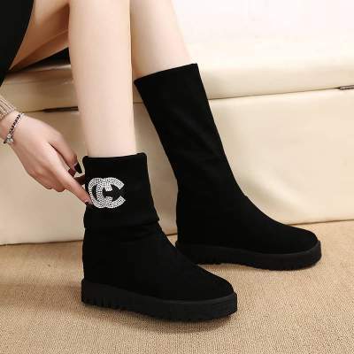 一鞋两穿马丁靴女秋冬新款短靴 一鞋两穿马丁靴女秋冬新款内增高百搭短靴加绒保暖靴长靴短筒靴