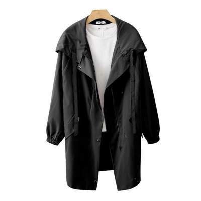 风衣女中长款宽松百搭加厚外套 风衣女中长款秋冬季2019新款韩版学生宽松百搭学院风加绒加厚外套