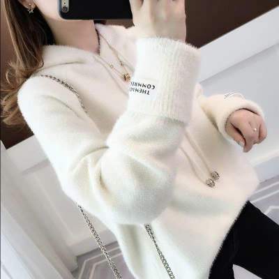 仿水貂绒卫衣毛衣女长袖针织打底衫潮 仿水貂绒卫衣女2019秋冬新款毛衣女长袖针织打底衫潮